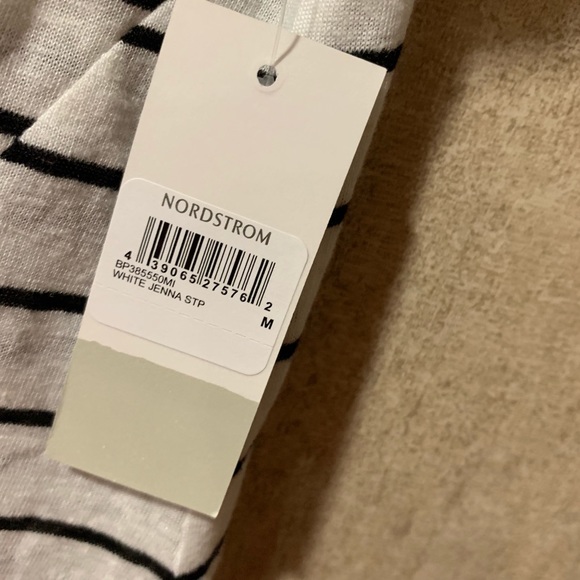 BP Nordstrom NWT White Black Stripes Tee Shirt - Picture 4 of 7